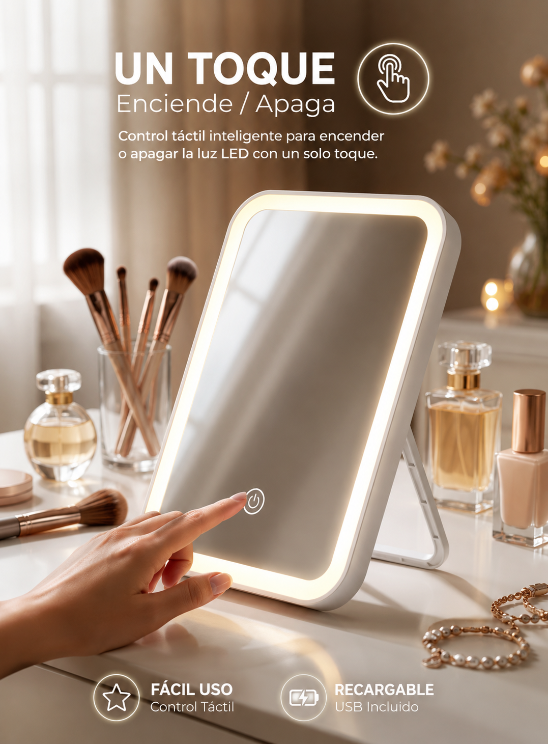 Espejo LED con Luz Regulable – Elegancia y precisión para tu rutina de belleza ✨